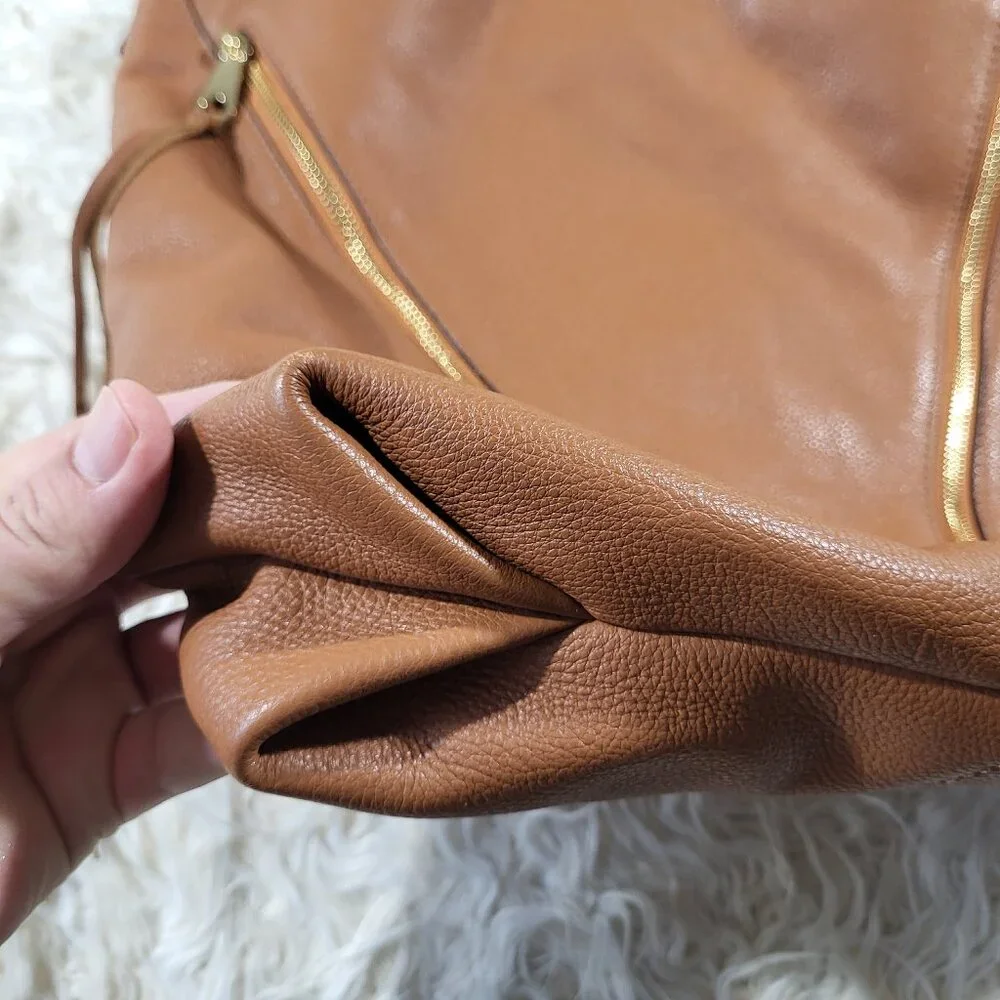 Rebecca Minkoff Brown Leather Moto Hobo Tassel Fringe Shoulder Bag